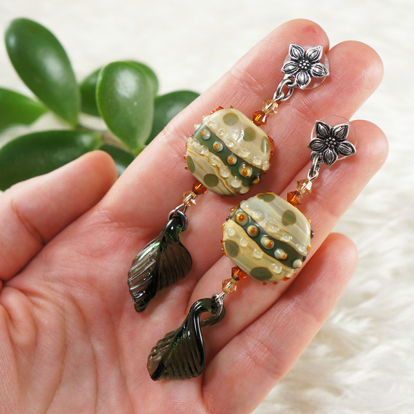 green-glass-leaf-dangle-drop-earrings-large-long-statement-earrings-jewelry