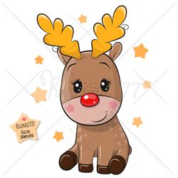 Cute Cartoon Deer PNG, clipart, Sublimation Design, Cool, Print, clip art, Christmas