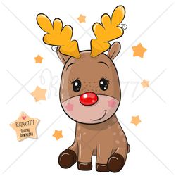 cute cartoon deer png, clipart, sublimation design, cool, print, clip art, christmas
