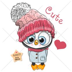 Cute Cartoon Penguin PNG, clipart, Sublimation Design, Cool, Print, Hat, clip art, Christmas