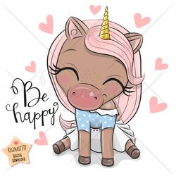 cute cartoon unicorn png, clipart, sublimation design, children printable, rainbow, art