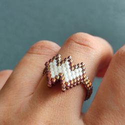 PDF tutorial beaded Mom ring | Jewelry DIY | Weave beaded pattern | Beaded mom gift