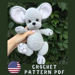 Crochet plush mouse pattern - amigurumi Digital English PDF pattern