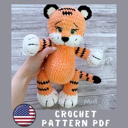 Crochet plush Tiger pattern PDF - Tiger amigurumi pattern - safari animals patterns