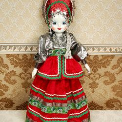 Porcelain Art Doll 19 inches Collectible unique handmade folk gift