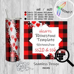 SS20 & SS6 TUMBLER TEMPLATE / RHINESTONE TUMBLER Template SS6 and SS20 50X44stones Hearts - 27
