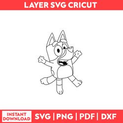 Easy To Print Bluey Coloring Svg, Bluey Svg, Bluey Characters Svg, Png, pdf, dxf digital file.
