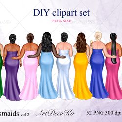 plus size bridesmaids dresses clipart, bridesmaids clip art