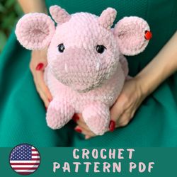 Crochet plush Strawberry Cow pattern - amigurumi Digital English PDF pattern