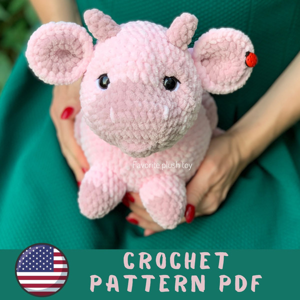 Crochet plush Strawberry Cow pattern - amigurumi Digital Eng - Inspire  Uplift