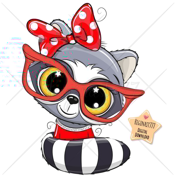 Cute Cartoon Raccoon PNG, clipart, Sublimation Design, Child - Inspire ...
