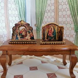 Set of Christmas nativity scenes. Handmade. Christmas crib. Dollhouse miniature.1:12
