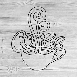 coffee cup wall art dxf