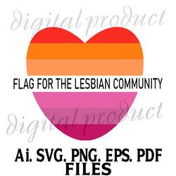 lesbian flag heart svg vector graphics ai.eps.png.svg.pdf files download digital sublimation files