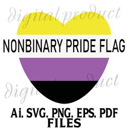 the nonbinary pride flag heart vector svg.ai.eps.pdf.png digital download files