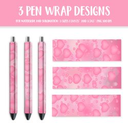 Pink Hearts Confetti Epoxy Pen Wrap Sublimation. Heart Pen Design