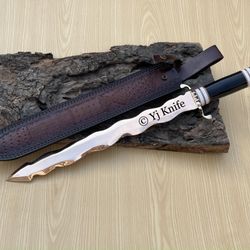 Custom Hand Forged, Copper Decorative Sword 21 inches, Kris Blade, Flamberge Sword, Swords For Display, With Sheath