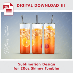 Realistic Ice Drink - Seamless Sublimation Pattern - 20oz SKINNY TUMBLER - Full Tumbler Wrap