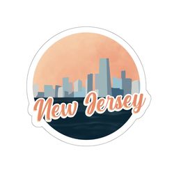 new jersey circle vinyl decal | new jersey sticker | laptop sticker | water bottle sticker | nj cityscape sticker