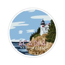 acadia national park vinyl decal | sticker for laptops, hydro flask, phones | maine national park sticker