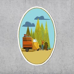 travel sticker, happy, forest sticker, laptop stickers, traveling, camping, vinyl stickers, inspirational