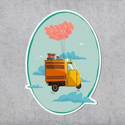 balloons and car sticker, clouds, balloon sticker, laptop stickers, travel, vinyl stickers