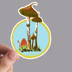 mushrooms sticker, forest, mushroom, laptop stickers, magic, vinyl stickers, cartoon, fantasy, colorful
