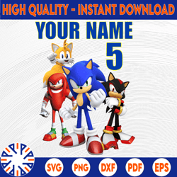 sonic birthday png sonic party theme png personalized png family gift birthday png - custom name and age