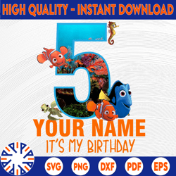 finding dory birthday png, dory custom png, personalized nemo png, finding dory family png, birthday sublimation png