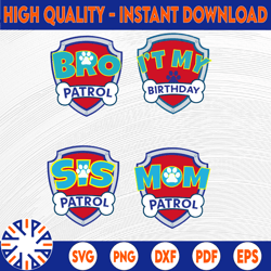 paw patrol family svg, boy birthday matching svg, birthday 2021 svg png, custom birthday svg, family matching svg gift