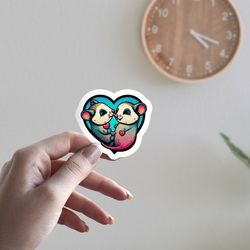 opossum love sticker, love sticker, opossum in love sticker, cute sticker, sticker laptop, stickers phone case