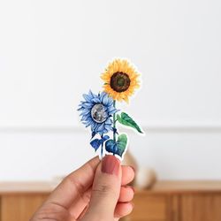 vinyl moon flower sticker- sunflower glossy die cut sticker- laptop sticker- water resistant water bottle sticker