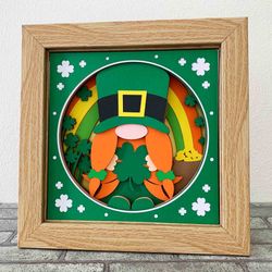 lucky gnome 3d shadow box svg/ 3d irish gnome shadow box/ st patrick's day decoration/ svg for cricut/ for silhouette