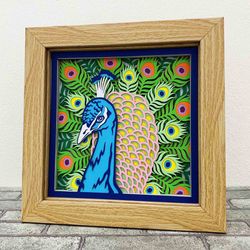 peacock 3d layered svg for cardstock/ colorful peacock multilayer svg/ animal pop art/ animal papercraft/ svg for cricut