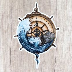 vinyl wanderlust compass sticker- nautical sticker- outdoor adventure sticker- car decal- outdoor adventure sticker