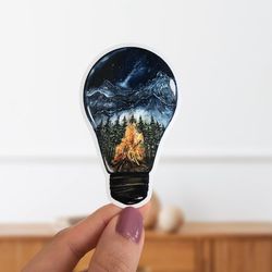 camping light bulb sticker- adventure sticker- water bottle sticker- outdoorsy sticker