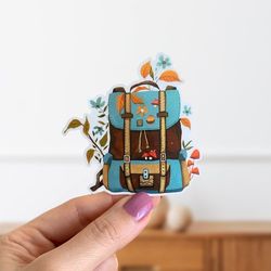 backpack hiking glossy vinyl sticker- die cut water bottle sticker- woodland adventure sticker- outdoor nature sticker