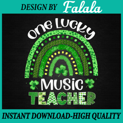 one lucky music teacher png, rainbow shamrock patrick's day png, patrick day png, digital download