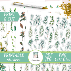 Green Leaves Stickers for Happy Planner, Erin Condren, Hobonichi, Filofax and Traveler's Notebook, Small Size Die Cuts