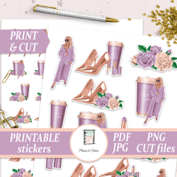Purple Planner Sticker Kit, Die Cuts for Cards, Glam Journal, Secret Diary, Style Girl Decals, Erin Condren, Weekly Kit