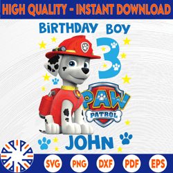 personalized name and ages, paw patrol chase birthday png, birthday boy paw patrol birthday png family birthday raglan