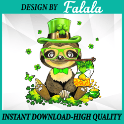 sloth lucky png, st patrick day sloth png, sublimation designs, st patrick's day shamrock png, digital download