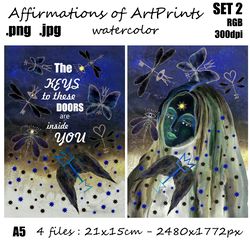 Art Prints Posters Postcards SET 2 Balance and Insights Magic affirmations A5 png jpg