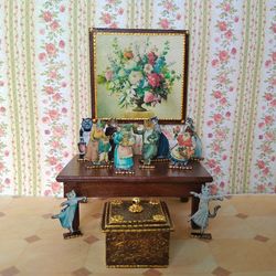Dollhouse accessories.Set of vintage cats. A set of miniature items. Scale 1:12.