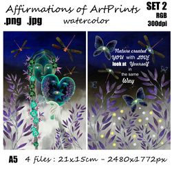 Art Prints Posters Postcards SET 2 Motivations and Harmony Magic affirmations A5 png jpg