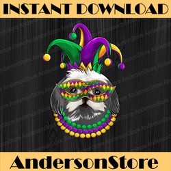 funny mardi gras dog apparel, shih tzu dog mom dad lovers mardi gras festival, louisiana party, happy mardi gras png
