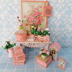 Cabinet set in 1:12 scale. Dollhouse miniature.