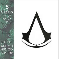 Assasins Creed Embroidery Design, assasin mirage game logo, 5 sizes