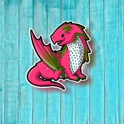 cute dragonfruit dragon! super adorable kawaii dragon friend-for laptop, planner, phone case, journal