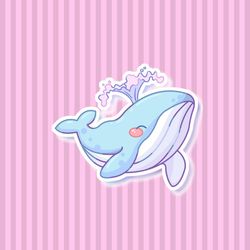 super adorable kawaii whale friend-for laptop, planner, phone case, journal